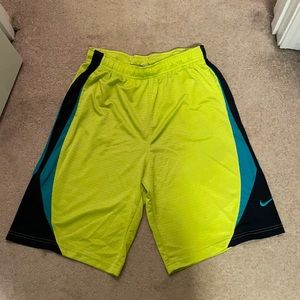 Nike Neon Green & Black Basketball Shorts W/Pockets